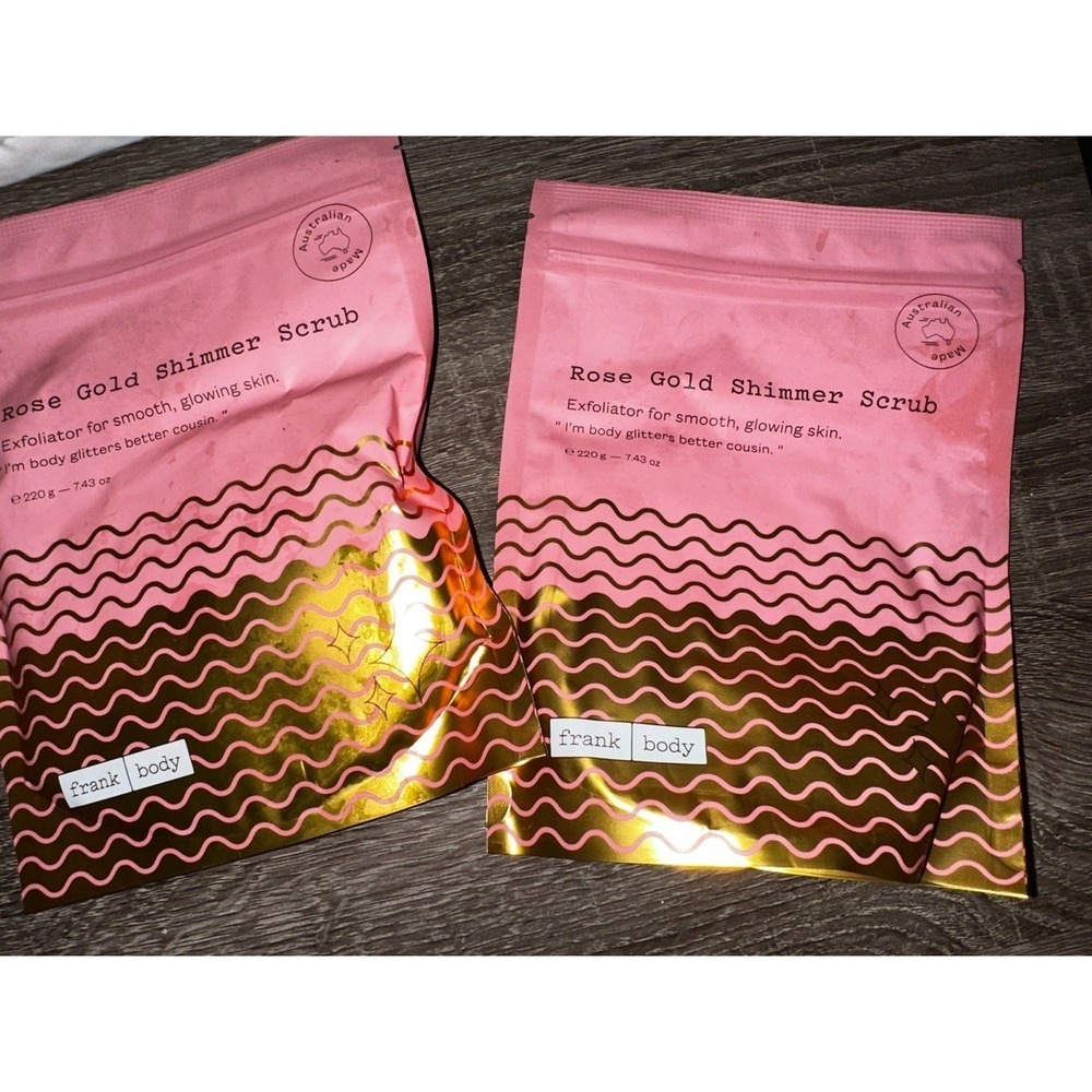 Frank Body Rose Gold Shimmer Scrub Set of 2 Exfoliating Body Glow 220g Each